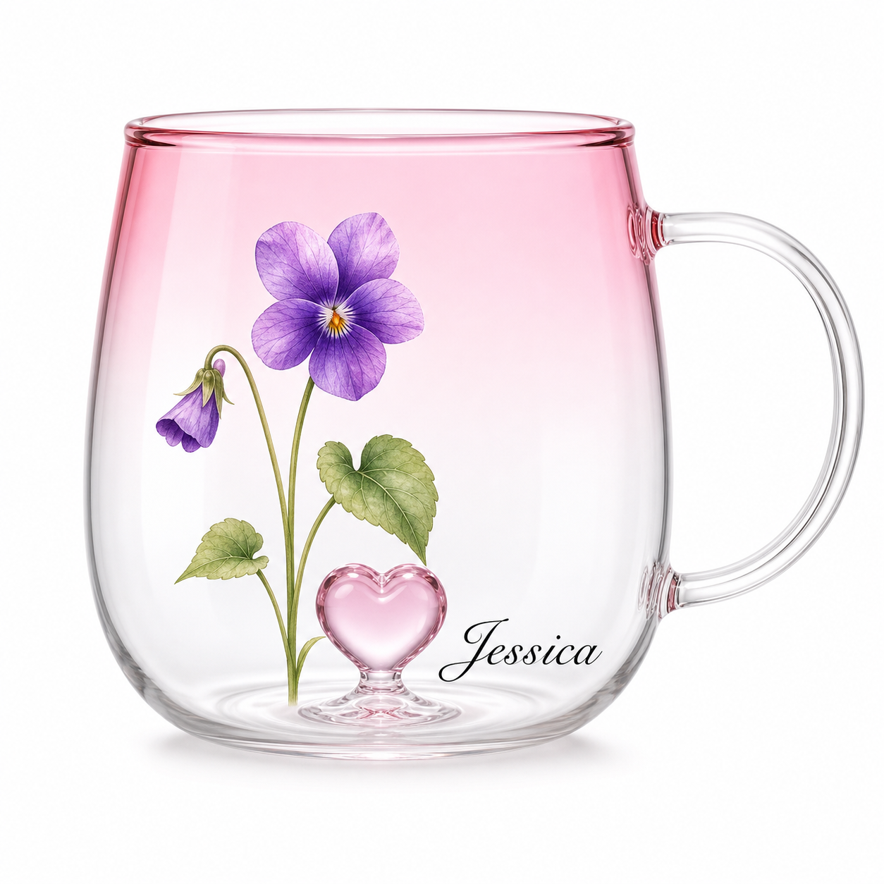 Personalized Birth Flower Name Gradient Glass Mug - image 2