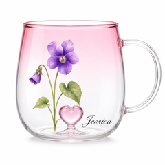 Personalized Birth Flower Name Gradient Glass Mug - image 2