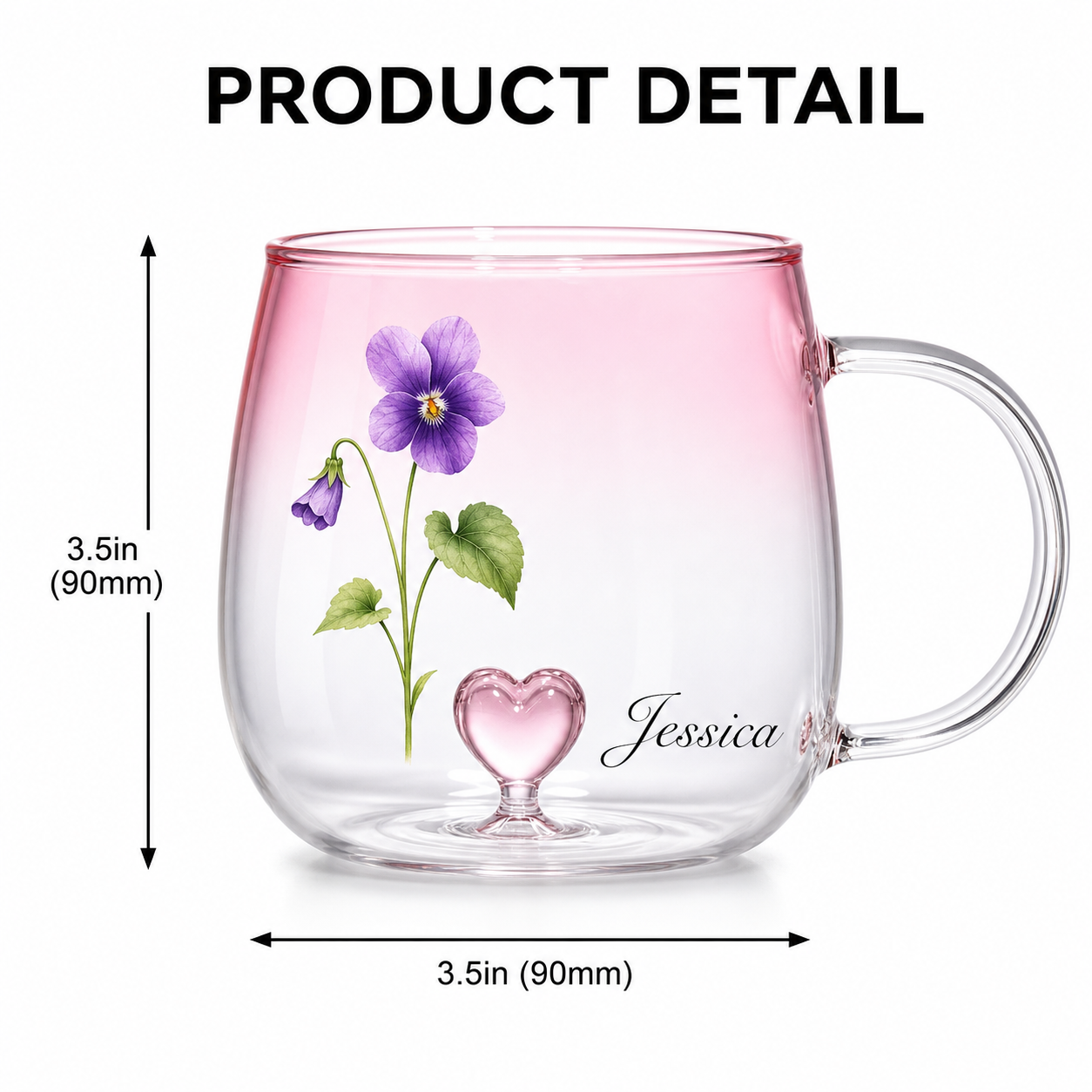 Personalized Birth Flower Name Gradient Glass Mug - image 3