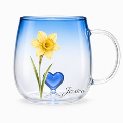 Personalized Birth Flower Name Gradient Glass Mug - image 4