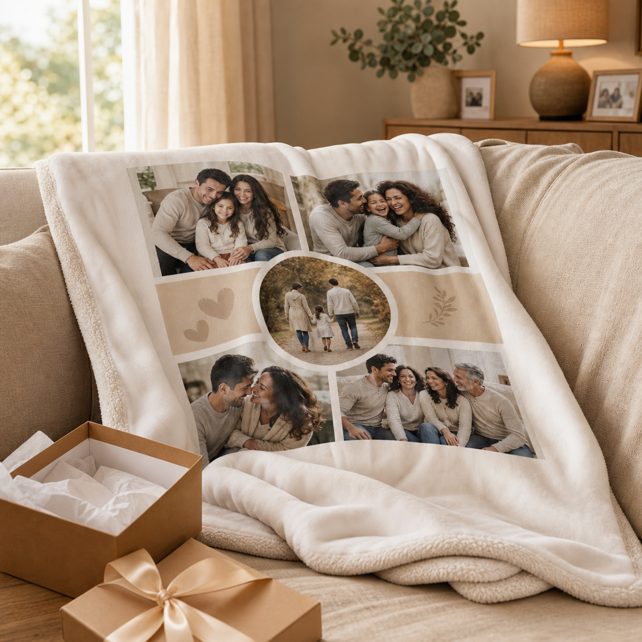 Personalized Family Photo Plush Blanket