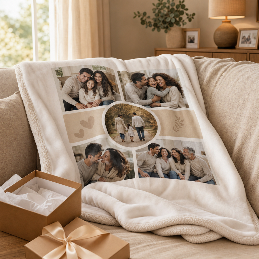 Family Photo Plush Blanket