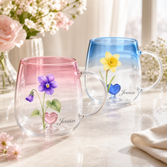 Personalized Birth Flower Name Gradient Glass Mug - image 5