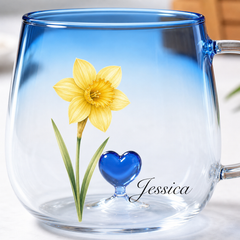 Personalized Birth Flower Name Gradient Glass Mug - image 6
