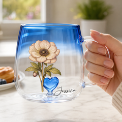 Personalized Birth Flower Name Gradient Glass Mug - image 8