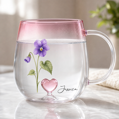 Personalized Birth Flower Name Gradient Glass Mug - image 9