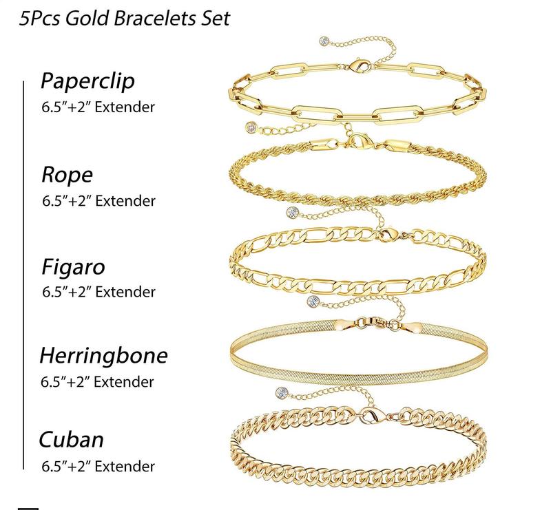5 Pcs Golden Bracelets Set