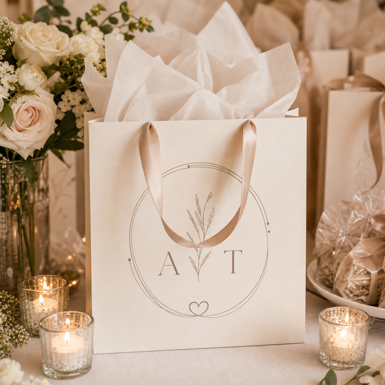 Personalized Wedding Favor Gift Bag lifestyle gift scene