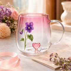 Personalized Birth Flower Name Gradient Glass Mug - image 11
