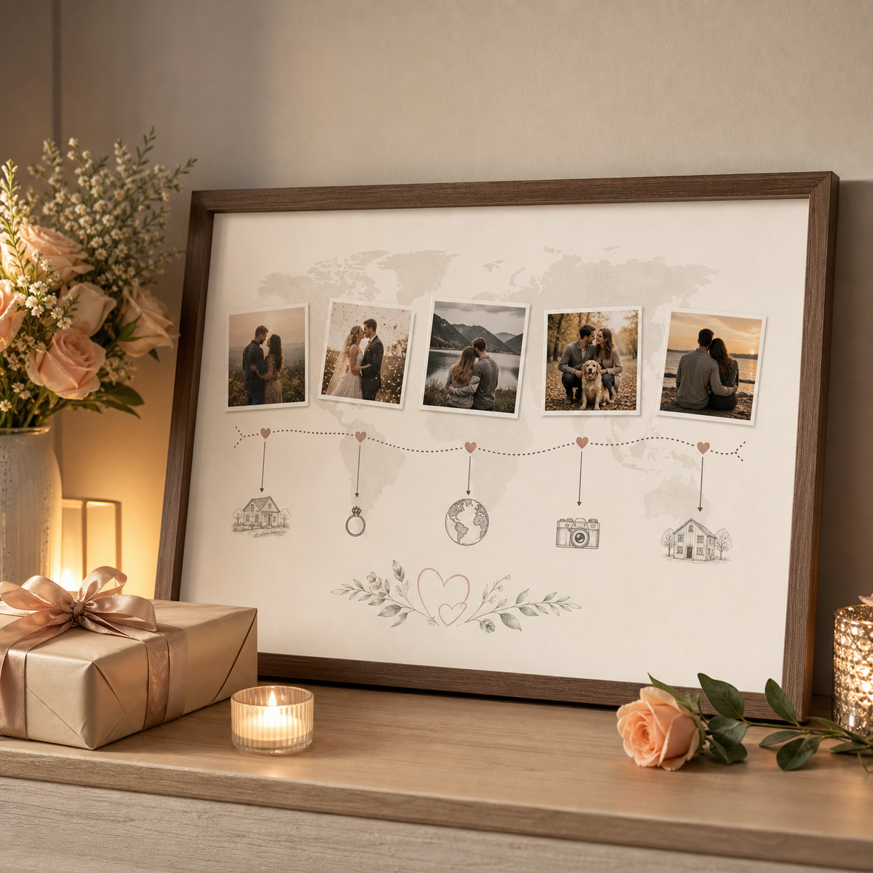 Personalized Anniversary Timeline Framed Poster lifestyle gift scene
