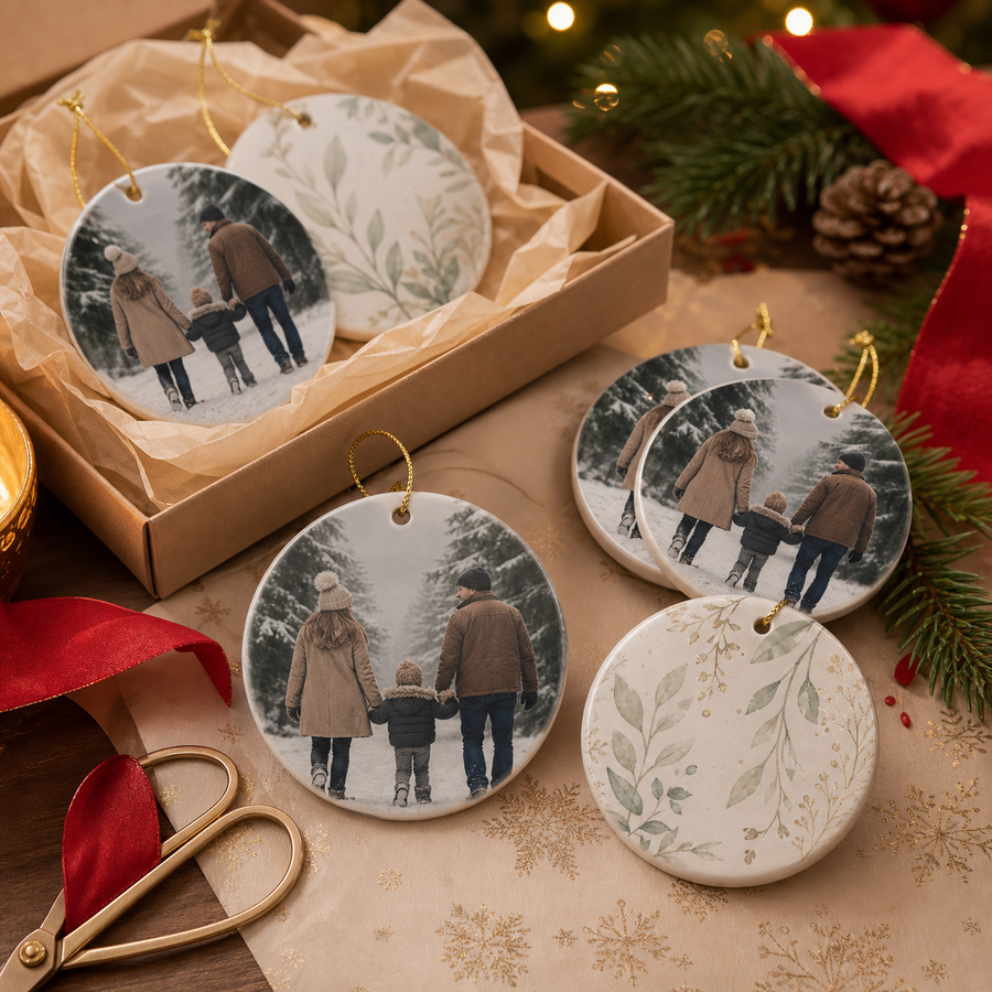 Two-Sided Ceramic Ornament Set