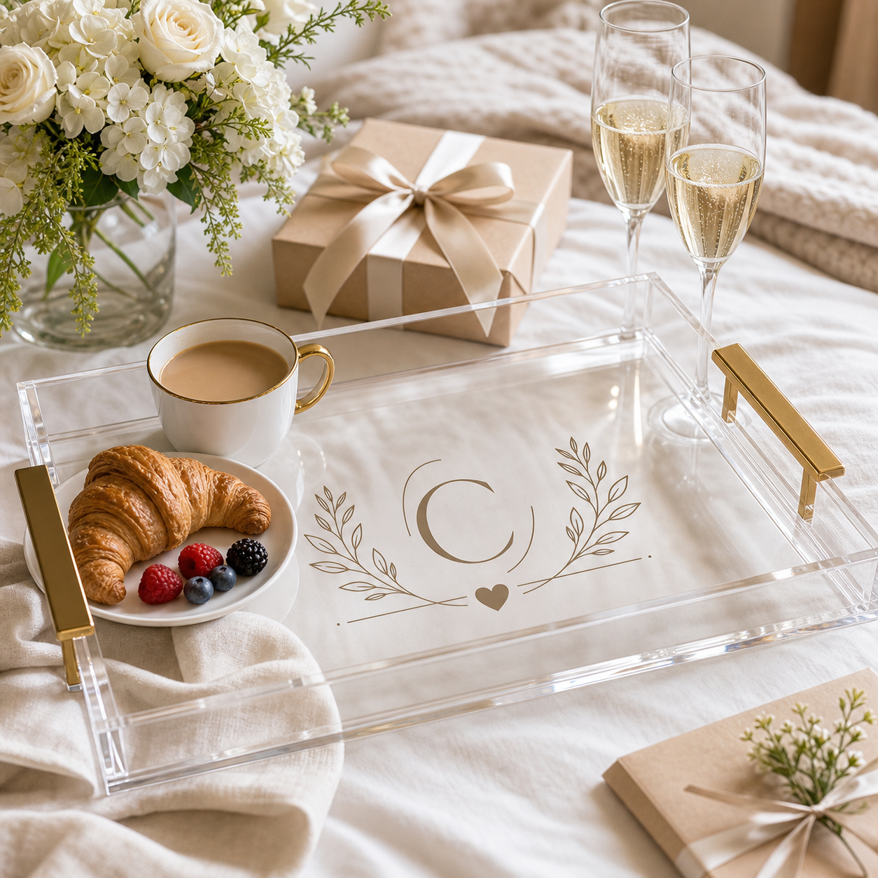 Personalized Acrylic Wedding Serving Tray lifestyle gift scene