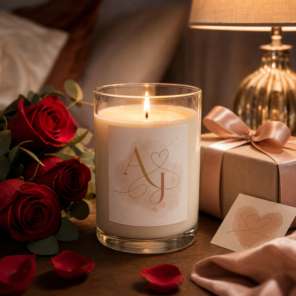 Personalized Anniversary Scented Candle - 11oz lifestyle gift scene