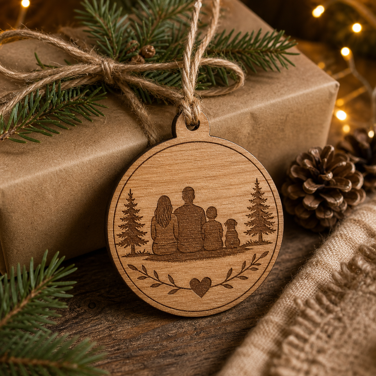Personalized Wooden Holiday Ornament lifestyle gift scene