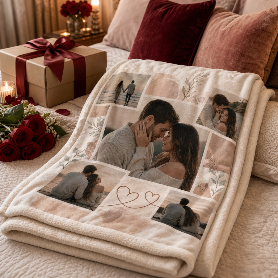 Couple Photo Plush Blanket