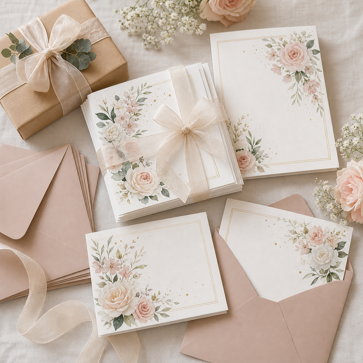 Personalized Wedding Thank You Cards Set lifestyle gift scene