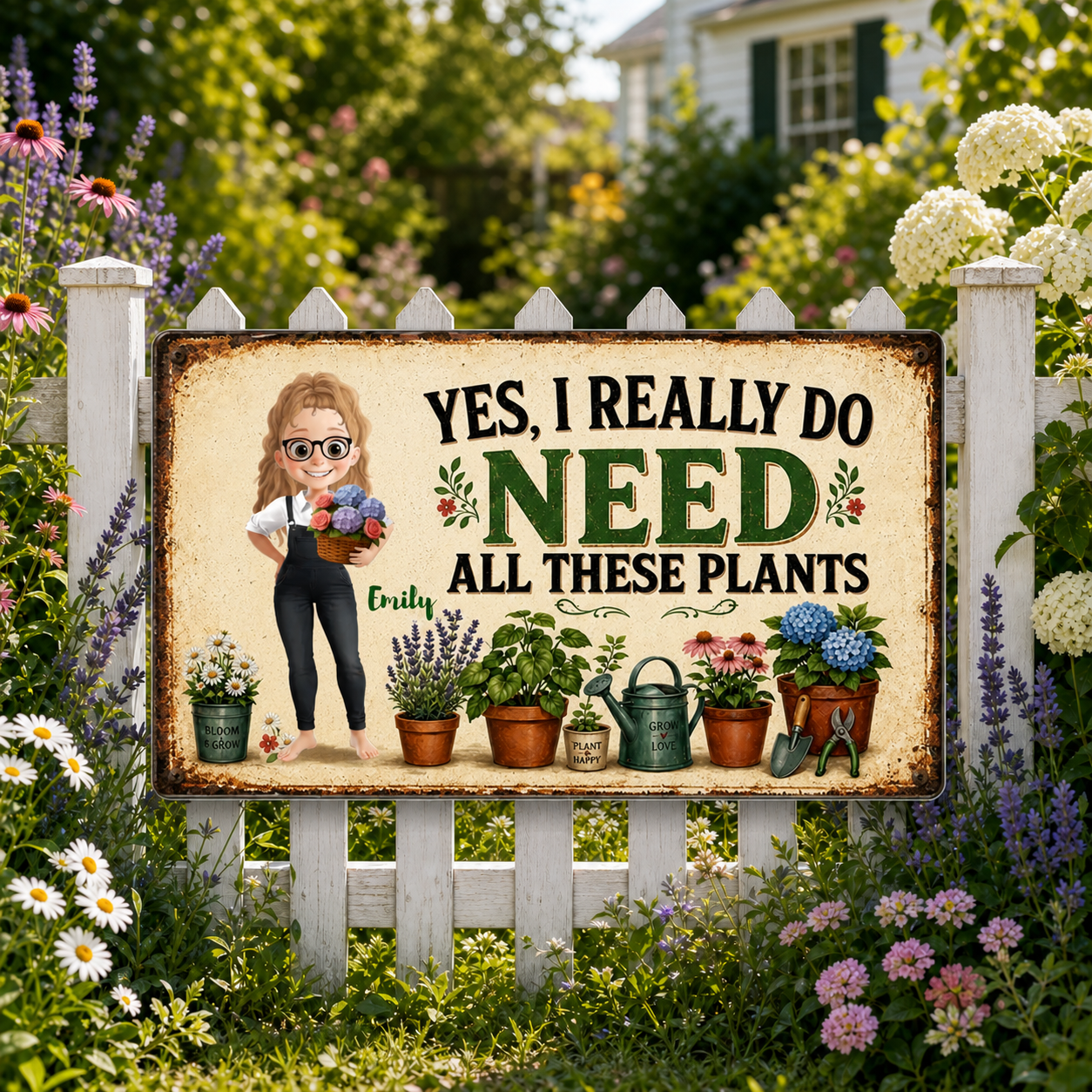 Personalized Garden Metal Sign – “I Do Need All These Plants” – Gardening Girl Outdoor Decor