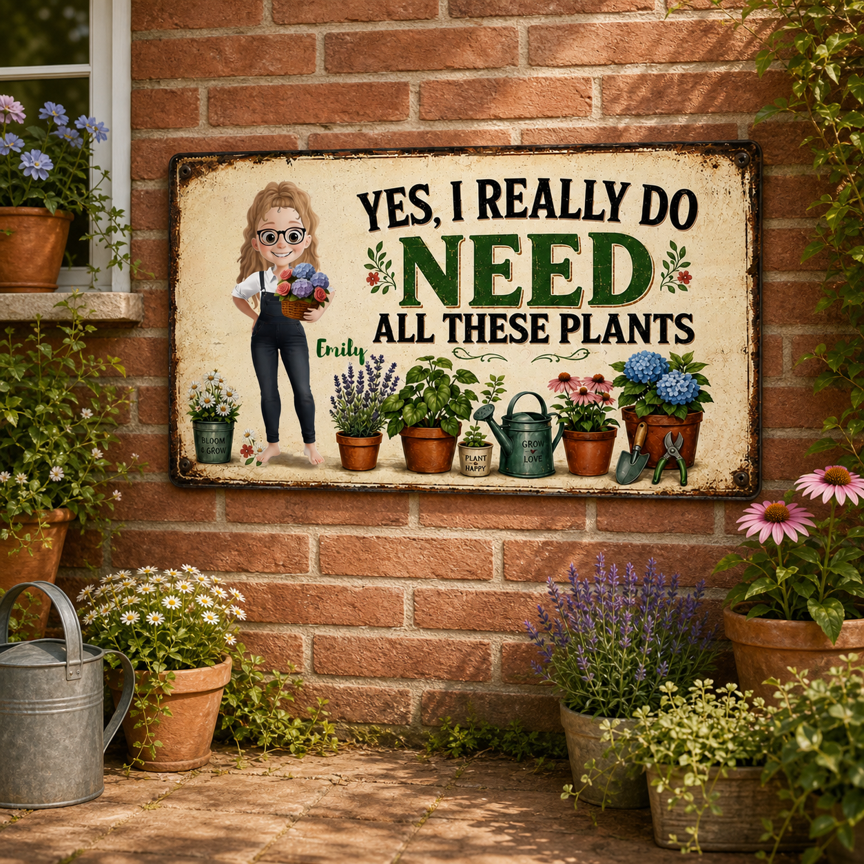 Personalized Garden Metal Sign – “I Do Need All These Plants” – Gardening Girl Outdoor Decor