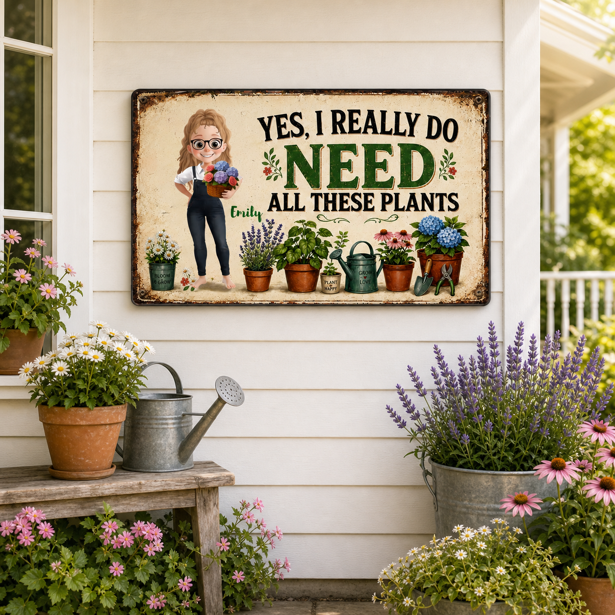 Personalized Garden Metal Sign – “I Do Need All These Plants” – Gardening Girl Outdoor Decor