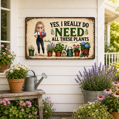 Personalized Garden Metal Sign – “I Do Need All These Plants” – Gardening Girl Outdoor Decor