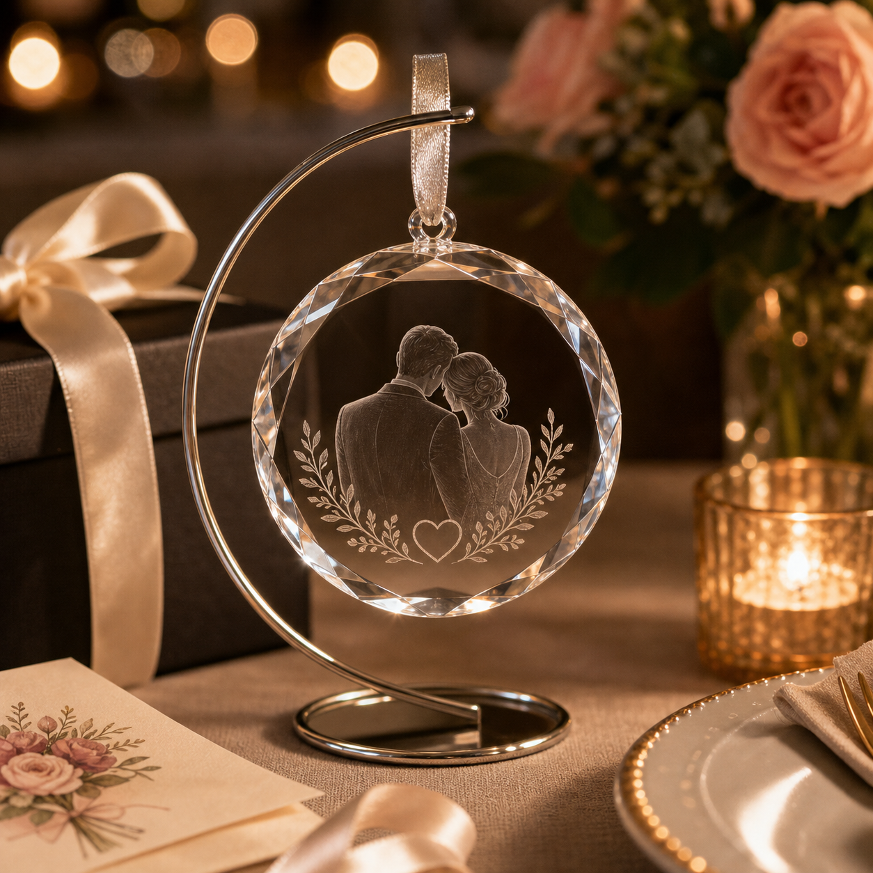 Personalized Crystal Anniversary Ornament lifestyle gift scene