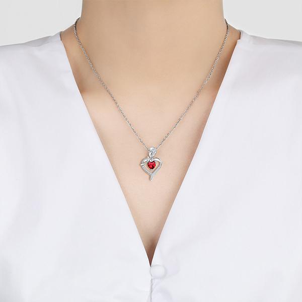 Preserved Real Rose Gift with Red Diamont Necklace