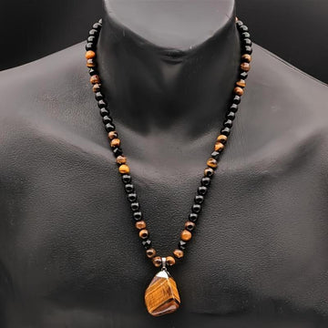 Natural Tiger’s Eye Geometric Necklace