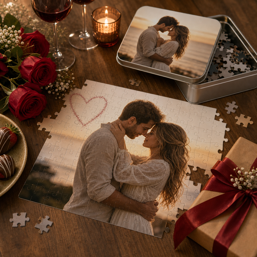Couple Photo Puzzle with Tin